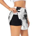 thumbnail image 1 of Balery Monochrome Flying Ravens Pantalones cortos deportivos para mujer con forro y dos bolsillos, elásticos, para entrenamiento, gimnasio, yoga-XX-Large, 1 of 7