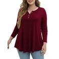thumbnail image 2 of VERABENDI Women's Plus Size Tunic Tops Long Sleeve Henley T-Shirt Floral Casual Swing Blouses,M/L/1X/2X/3X/4X, 2 of 4