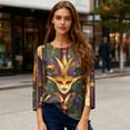 thumbnail image 4 of Resicozy Mardi Gras Shirts for Women 2026 Mask Graphic Tees 3/4 Length Sleeve Fashion Carnival Party Blouse Crewneck Pullover Top Gold S, 4 of 5