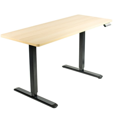Vivo Electric 60 X 24 Stand Up Desk Light Wood Table Top