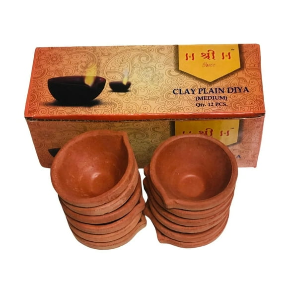 SATVIK 12 Pc Set Clay Diya Diwali Dia with Cotton Wicks for Puja Pooja Traditional Handmade Terracotta Earthen Vilakku Oil Lamp Diyas Natural Mitti Welcome Deepawali Decoration Indian Gift Items