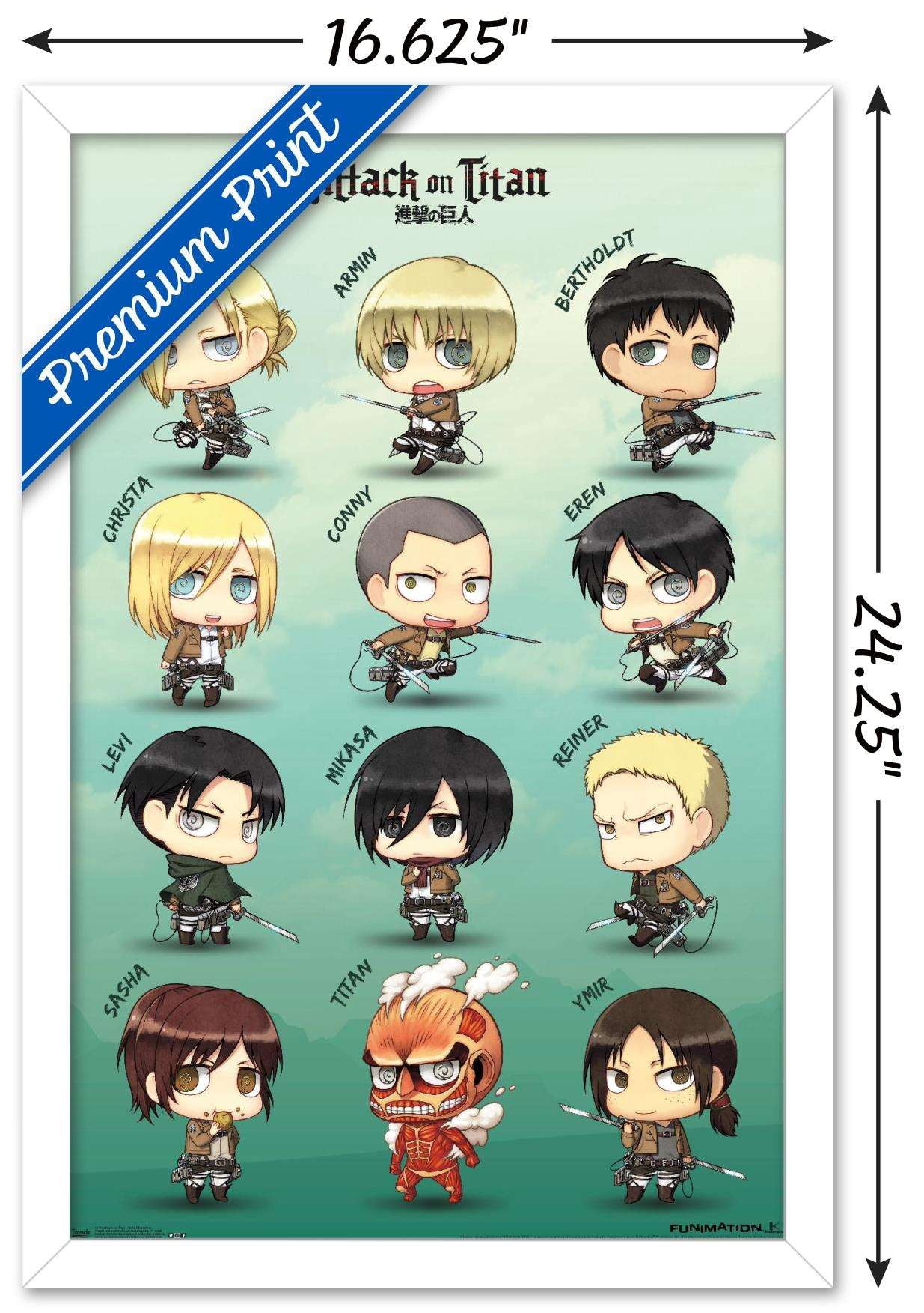 Attack on Titan - Chibi Characters Wall Poster, 14.725" x 22.375", Framed