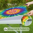 thumbnail image 6 of Colorful Rainbow Tie Dye Spiral Pattern Square Fitted Tablecloth with Elastic Edge,Square Table Cover,Washable Elastic Table Cover for Home Kitchen Party Decor 36"x36", 6 of 6