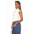 thumbnail image 3 of Sleeveless Crop Tops for Women Mock Neck Ruched Tank Tops Y2k Going Out Tops Solid Slim Fitted Shirts White L, 3 of 6