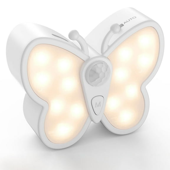 Fega LIGHT Bright Dimmable Butterfly LED Night Light, Smart Motion Sensor Night Light Lamp with Spotlight and 2 Color Temperature, Magnetic Rechargeable Nightlight for Kids Room, Wall