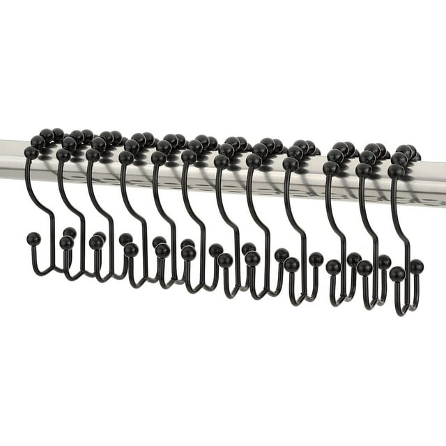 Crochets de Rideau de Douche, Anneaux et Crochets de Rideau de Douche en Acier Inoxydable 12 Pcs/24 Pcs Rideau de Douche pour Salle de Bain Tringles de Douche Rideaux