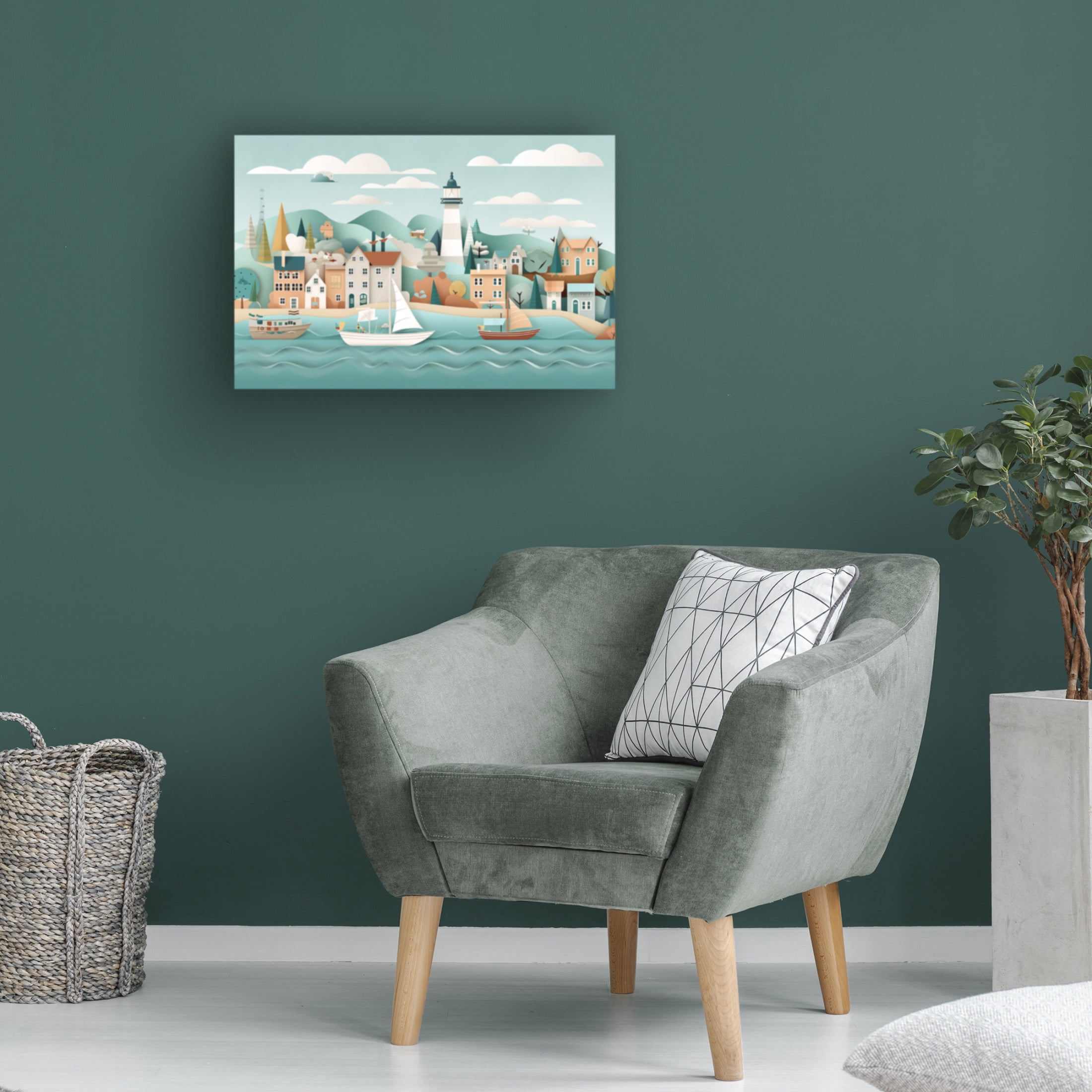 Canvas Wall Art - Ray Heere 'Paper Art Coastal Scene 6' Wall Art for Living Room, Bedroom, or Office Décor by Trademark Fine Art - 32 x 22 Inches