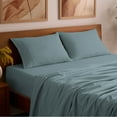 thumbnail image 7 of Mellanni 4-Piece Iconic Full Bedsheet Set - Microfiber, 16" Deep Pocket, Cooling, Wrinkle, Fade, Stain Resistant, Spa Blue, 7 of 7