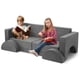 thumbnail image 1 of Modular 8pcs para niños play couch, para niños pequeños convertible sofa con removable cover, foam muebles in dark gris, 1 of 8