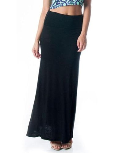 black fitted maxi skirt