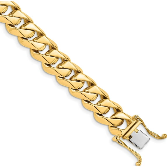 14K Yellow Gold 11mm Hand-Polished Traditional Link Bracelet (9 X 11) Made In Peru lk120-9