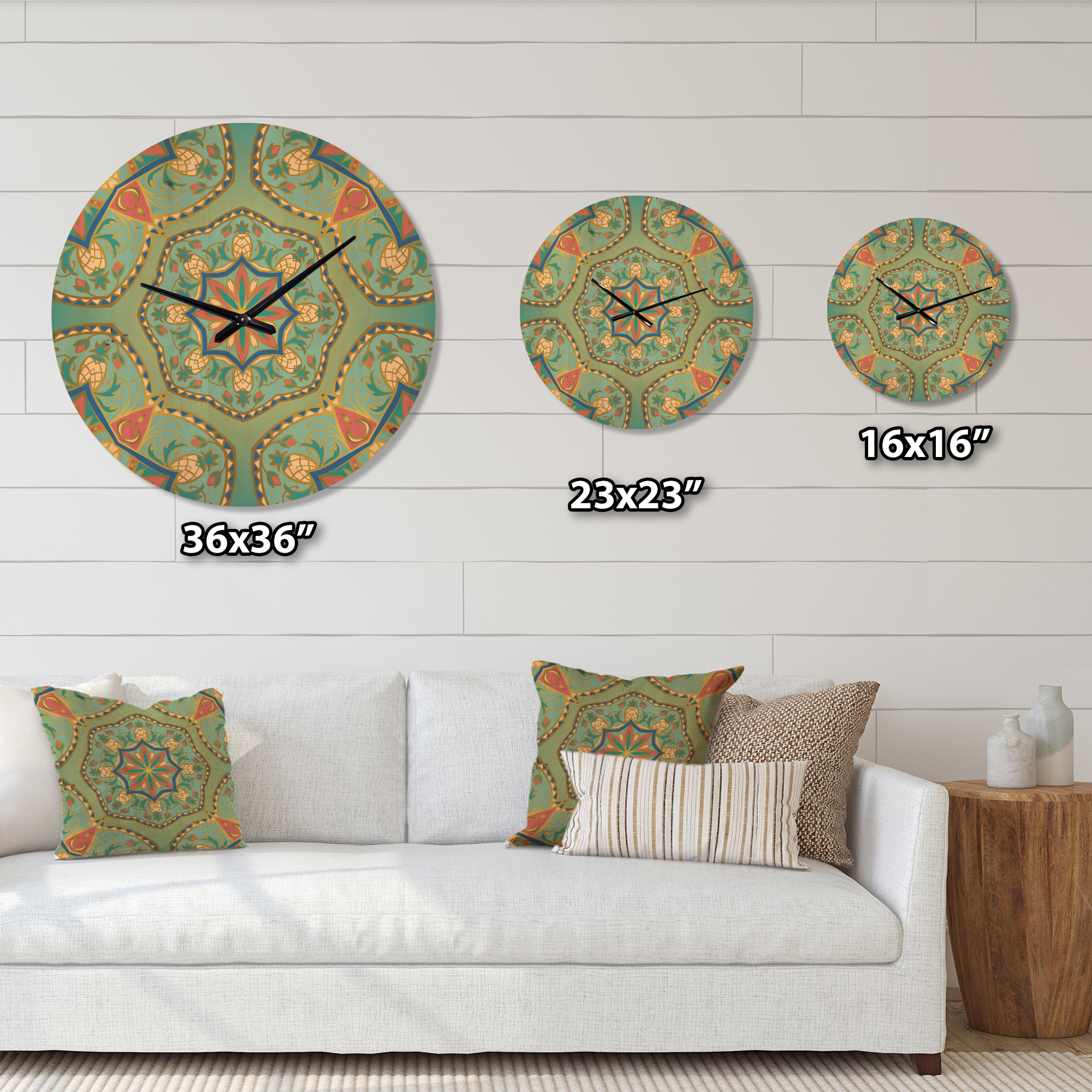 Designart 'Pinapple Ornament Oriental Mandala' Vintage Wood Wall Clock