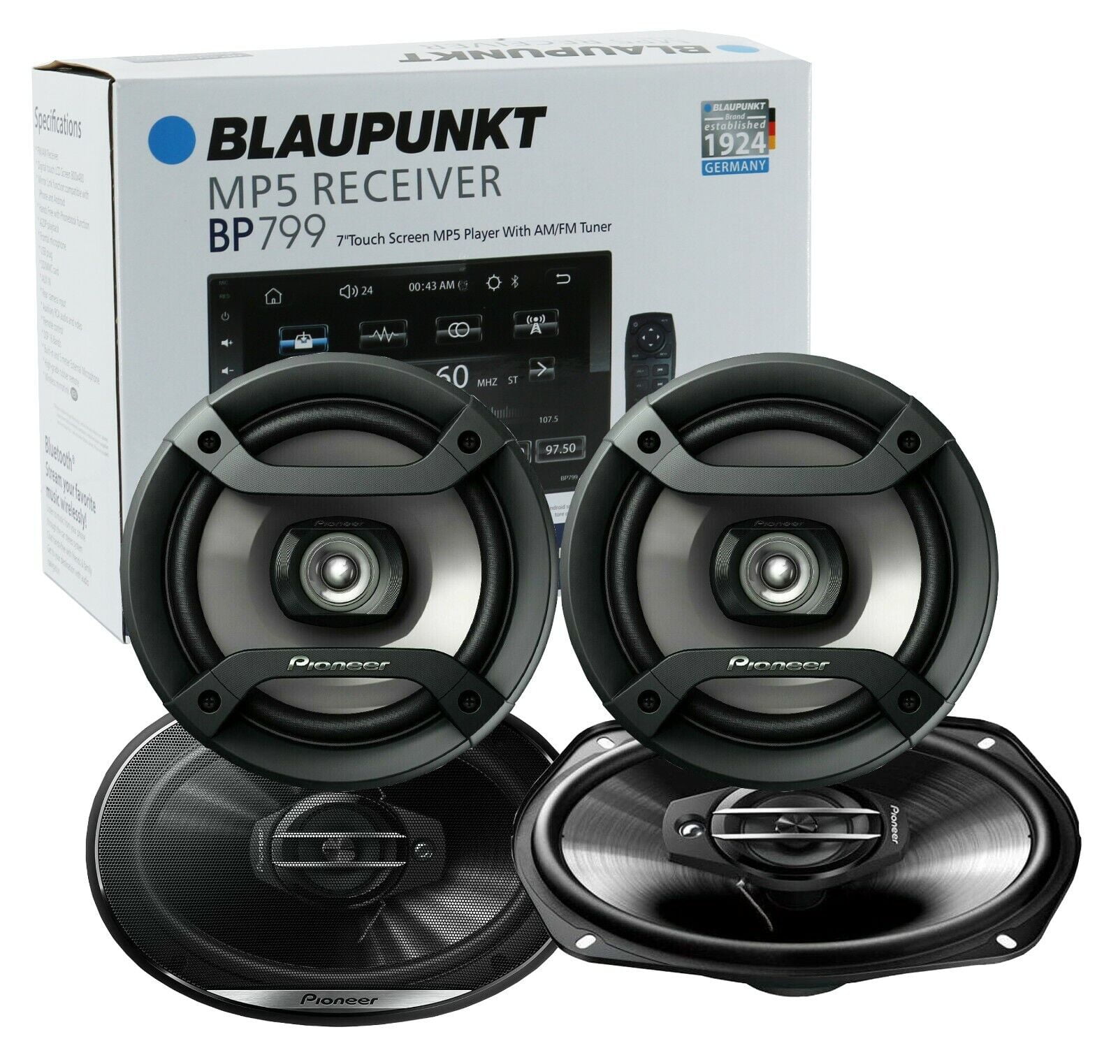 Blaupunkt BP799 7" Touchscreen MP5 Receiver +2x Pioneer 6.5" & 2x 6x9