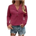 thumbnail image 1 of VSSSJ Sweaters for Women Button Up V Neck Long Sleeve Tops Pullover Ribbed Knitted Casual Loose Fall Blouse Tops Red L, 1 of 6