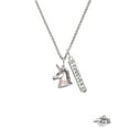 thumbnail image 2 of Delight Jewelry Silvertone 3-D Unicorn Head - Silvertone Forever Bar Charm Necklace, 23", 2 of 4