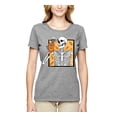 thumbnail image 2 of Wild Bobby Pumpkin Spice Latte Skeleton Orange Black and White Halloween Women Graphic Tee, Heather Grey, X-Large, 2 of 6
