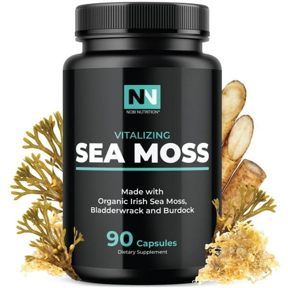 Irish Sea Moss Capsules | 1300mg Complex with Organic Irish Sea Moss, Burdock Root & Bladderwrack Powder for Thyroid & Immune Support | 90 Ct