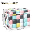 thumbnail image 5 of Yayeee Collapsible Cube Storage Bin with Lid Fabric Closet Decorative Basket with Handles, Gray Checkered Pattern, 5 of 7