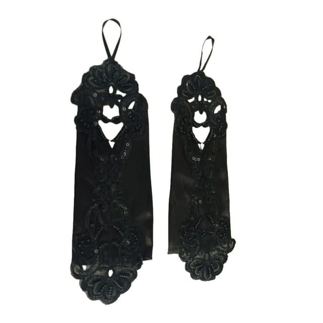 Guardurnaity Guantes sin dedos para bodas y fiestas Textura de alta gama y exquisitos guantes de novia artesanales Accesorios de disfraces Negro