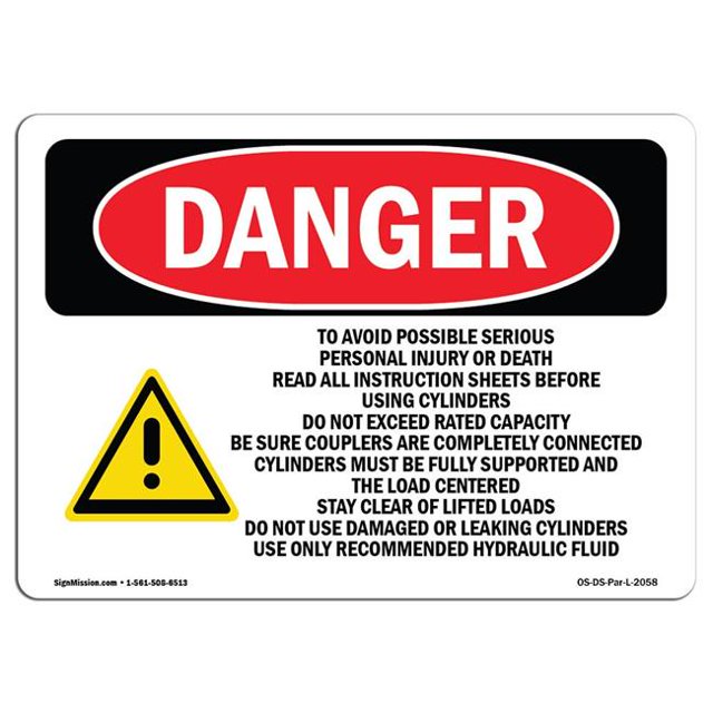 SignMission OS-DS-A-1218-L-2058 12 x 18 Po Signe de Danger OSHA - pour Éviter de Graves Problèmes Personnels