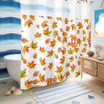 thumbnail image 5 of No Hook Shower Curtain with Built-in Rings - Fall Thanksgiving Washable Waterproof Fabric Bathroom Curtains for Hotel,Rentals, 72 X 78 Inch Long , Orange Leaf Pattern Floral Autumn White, 5 of 9