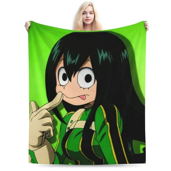 My Hero Academia Tsuyu Asui Bed Blanket Air Conditioner Quilt Ultra Soft Flannel Blanket All Season Fuzzy Blanket Reversible Fluffy Plush Blanket 40"X30"