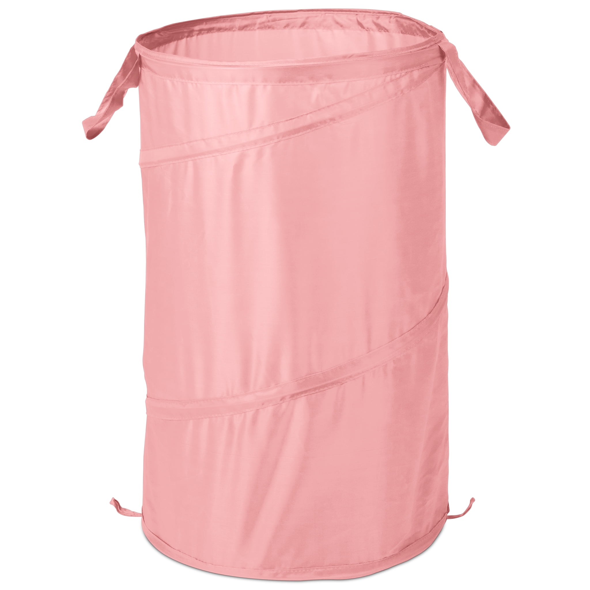 (3 pack) Mainstays Pop-Up Spiral Polyester Laundry Hamper, Pink, Adult