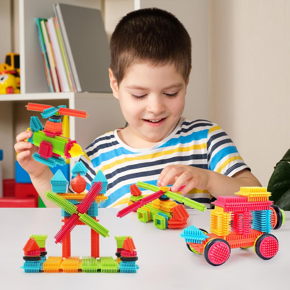 100 Pcs Bristle Shape Building Blocks Toy Set for toddlers Kids