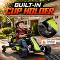 thumbnail image 6 of Conchico 12V Electric Drift Go Kart for Kids, Powered Ride on Toy Car with Rear Swivel Wheels, Water Spray Function, Cup Holder for Boys Girls Ages 3-8, Green, 6 of 10