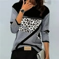 thumbnail image 5 of Womens Long Sleeve T Shirts Tops Fashion Casual Crewneck Leopard Print Flannel Brushed Fall Clothes for Women Tees Blouses Black 2XL, 5 of 5