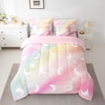 thumbnail image 2 of jejeloiu Watercolor Cartoon Nebula 7-Piece Bedding Comforter Set,Kawaii Moon Stars Print King Bedding Sets For Girl Reversible, 2 of 8