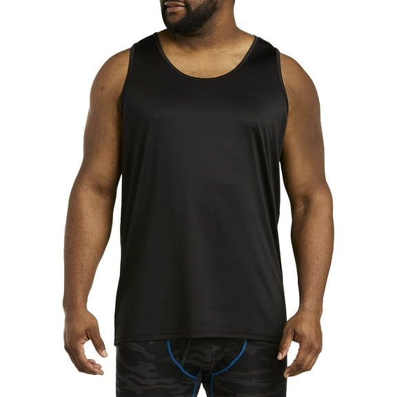 Harbor Bay by DXL Men's Big and Tall Moisture-Wicking Stretch Tank T-Shirt, Black, 4XL