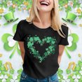 thumbnail image 2 of LUOGENLI T-shirts pour Femmes 2024 Mode Féminine Jour de la Saint-Patrick Imprimé Col Rond Manches Courtes Haut Décontracté t-Shirt (5) T-shirts pour Femmes Tee Graphique Saint-Valentin Noir TTG, 2 of 5