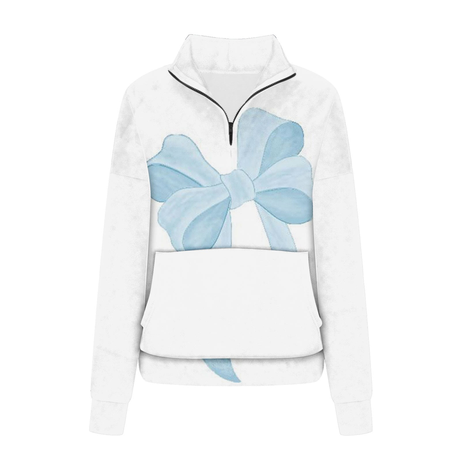 zanvin Womens Quarter Zip Pullover Cropped Sweatshirts Long Sleeve Fleece Half Zip Sweatshirts Fall Outfits Clothes with Pocket Sky Blue M