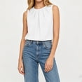 thumbnail image 6 of GUACER Women's Pleated Crew Neck Tank Top Loose Fit Sleeveless Blouses Summer Casual Flowy Camisole, 6 of 7