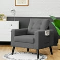 thumbnail image 3 of Modern Accent Armchair Upholstered Single Sofa Chair w/ 2-Side Pockets Grey, 3 of 10