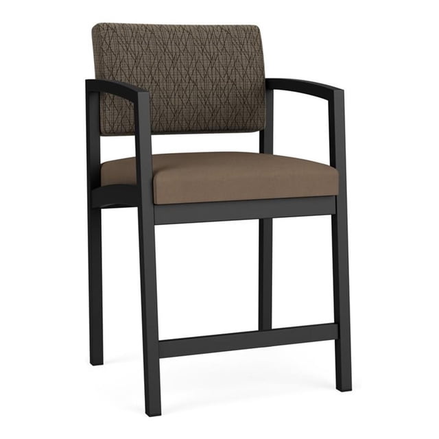 Lenox Chaise Haute pour Réception et Salle d'Attente en Acier / Acier Noir / Brun / Brun