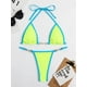 thumbnail image 4 of OIINAA-bañador Sexy para mujer, conjunto de Bikini de Color con cuello Halter, traje de baño con anillo de Metal y perlas, bikinis con cordones, traje de baño de dos piezas con Tanga, 4 of 5