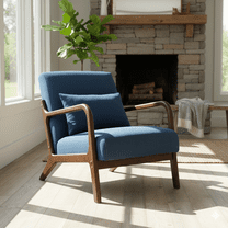 Homy Casa Modern Upholstered Armchair with Solid Wood, Accent Lounge Chair for Living Room, Balcony