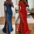 thumbnail image 2 of Sparkling Sequins Slit Cocktail Dress Elegant Pleated Long Gowns for Women Parties and Prom Night, 2 of 8