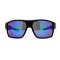 thumbnail image 2 of Locs Large Wrap Rectangle Color Mirror Gangster Plastic Sunglasses Black Teal Mirror, 2 of 4