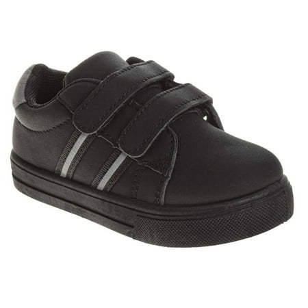 French Toast Boys' School Shoes Hook and Loop Casual Sneakers Back to School .(Toddler/Little Kids)Black, Size: 8