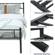 Yoneston Twin Size Metal Platform Bed Frame with Headboard Footboard for Boys Kids Adults, Black