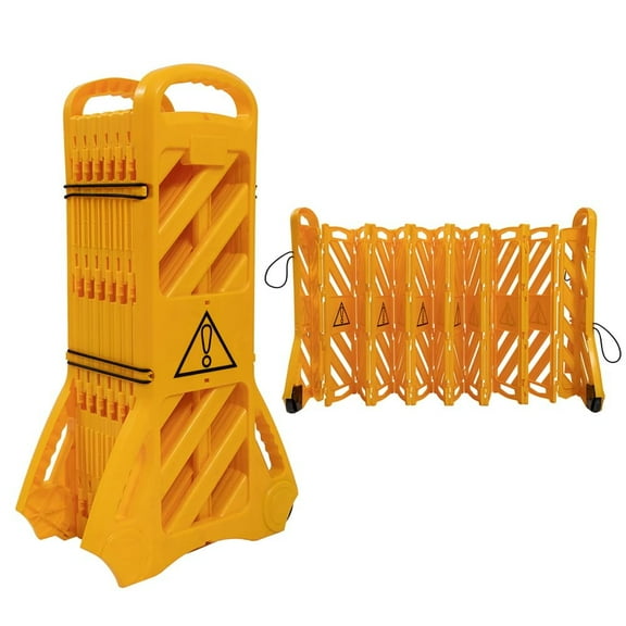 13-Foot Extendable Mobile Safety Barrier with Locking Straps, Quick Deploy Collapsible Safety Barriers, Portable Barricade Fence for Elevator Maintenance, Construction and Road Repair