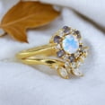 thumbnail image 2 of Natural Moonstone Engagement Ring Set Diamond Alexandrite Anniversary Ring Unique Curved Stackable Band Birthday Gift For Mom Yellow Gold Jewelry, 2 of 4