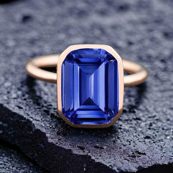 Emerald Cut Ceylon Blue Sapphire Ring, Solitaire Bridal Ring, Delicate Women Ring, Spinel Personalized Jewelry, Delicate Anniversary Gift