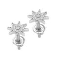 thumbnail image 3 of Dazzlingrock Collection Round White Diamond Starburst Cluster Screwback Stud Earrings for Women (0.10 ct, Color I-J, Clarity I1-I2) in 18K White Gold, 3 of 5
