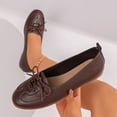 thumbnail image 2 of Gpaecead Women's Lace Up Ballet Flats Round Toe Slip On Cushioned Comfortable Faux Leather Flat Shoes For Work, Office And Casual Brown, 2 of 8