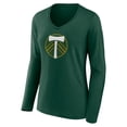 thumbnail image 2 of Women's Green Portland Timbers Official Logo Long Sleeve V-Neck T-Shirt, 2 of 3