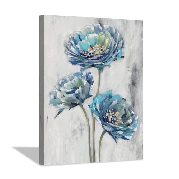 Hardy Gallery Abstract Flower Print Wall Art: Botanical Flower Bouquet in Crystal Vase Picture Picture on Wrapped Canvas for Dining Room (12" x 16" x 1 Panel)